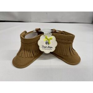 STEPPING STONES FIRST STEPS Chesnut Braided Nubuck BOOTS BABY TODDLER SIZE 2 NEW